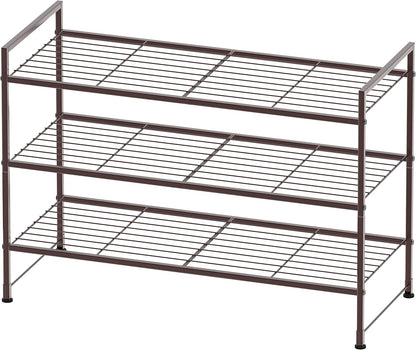 Simple Houseware Zapatero apilable con panel de metal de 3 niveles,...