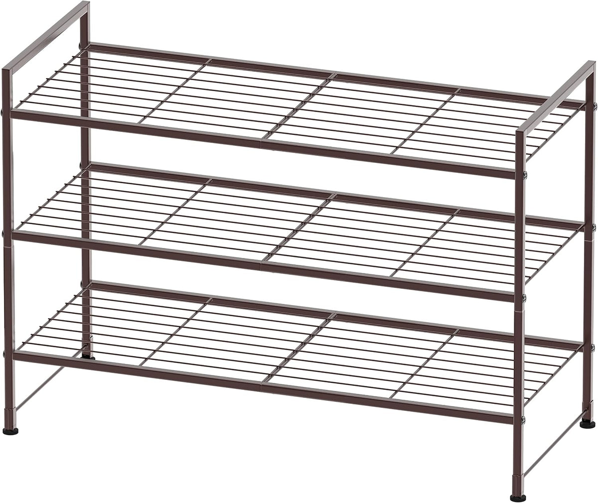 Simple Houseware Zapatero apilable de 3 niveles con rejilla, bronce...