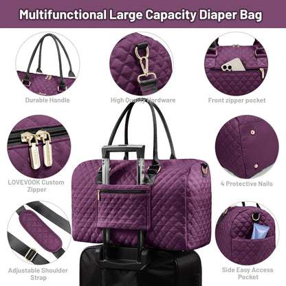 LOVEVOOK Bolsa de pañales con funda para chupete y cambiador, bolsa...