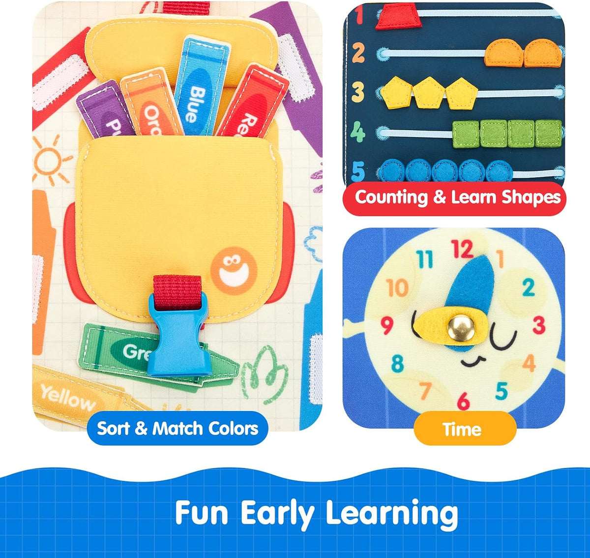 Hahaland Juguetes sensoriales para bebés y libro ocupado para niños...