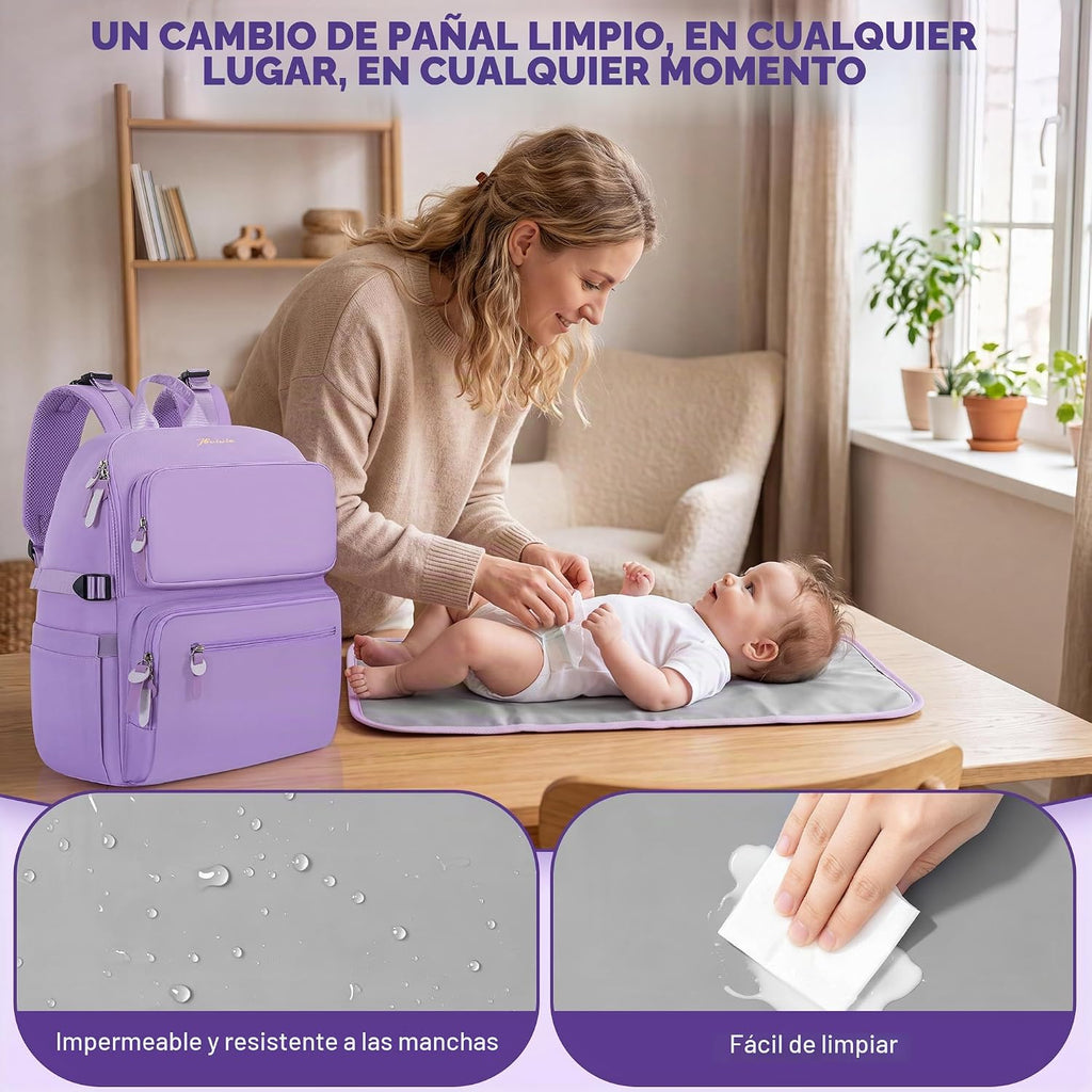 IBVIVIC Bolsa de pañales Mochila para pañales de gran capacidad, Pú...