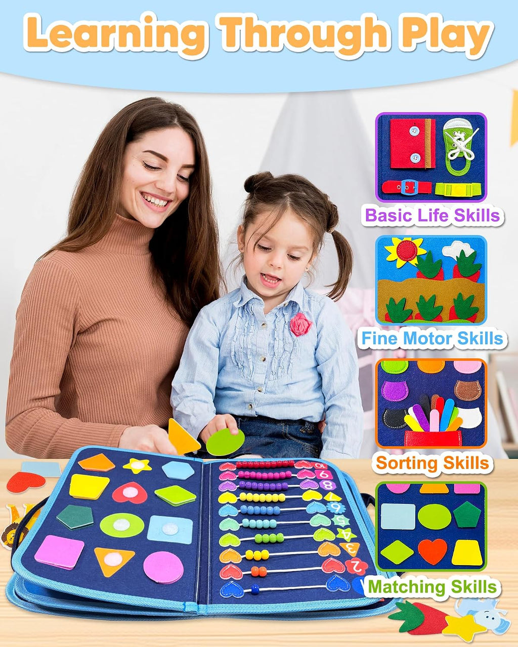 Exorany Busy Board Montessori Juguetes para niños pequeños, regalo...