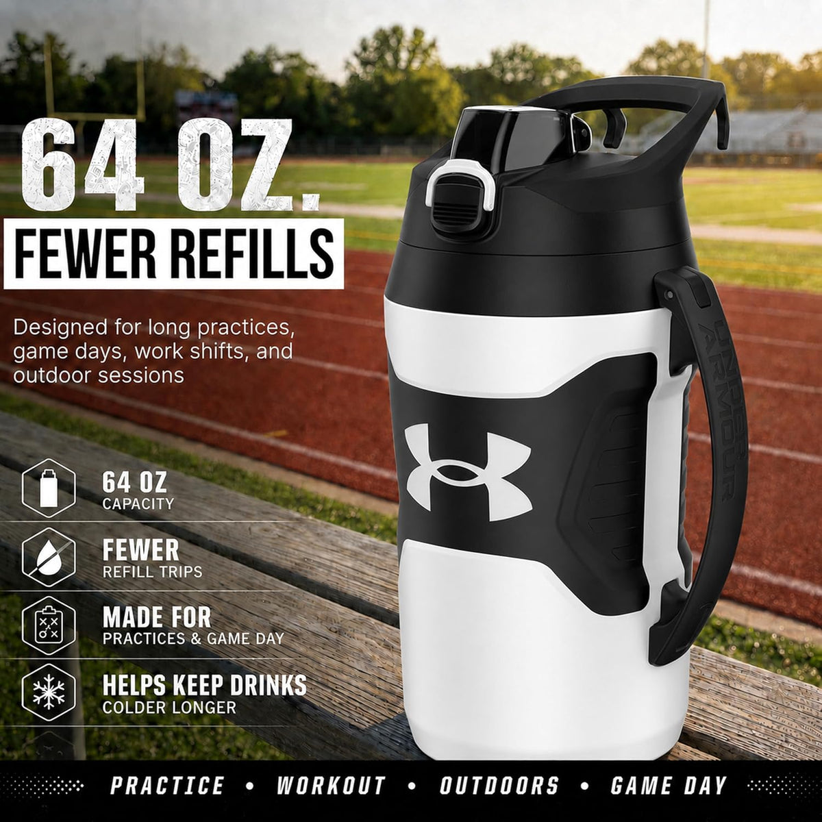 Under Armour Botella de agua aislada con asa y gancho para cerca, j...