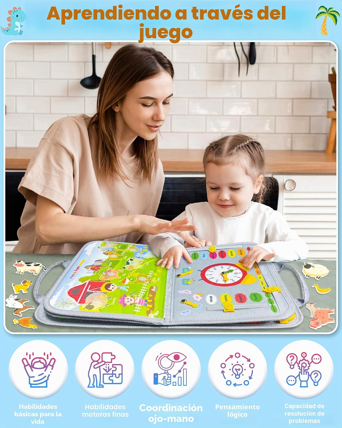 Gojmzo Busy Board Montessori Juguetes para niños pequeños, regalos...