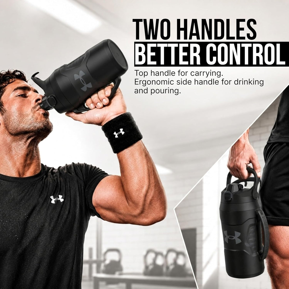 Under Armour Botella de agua aislada con asa y gancho para cerca, j...