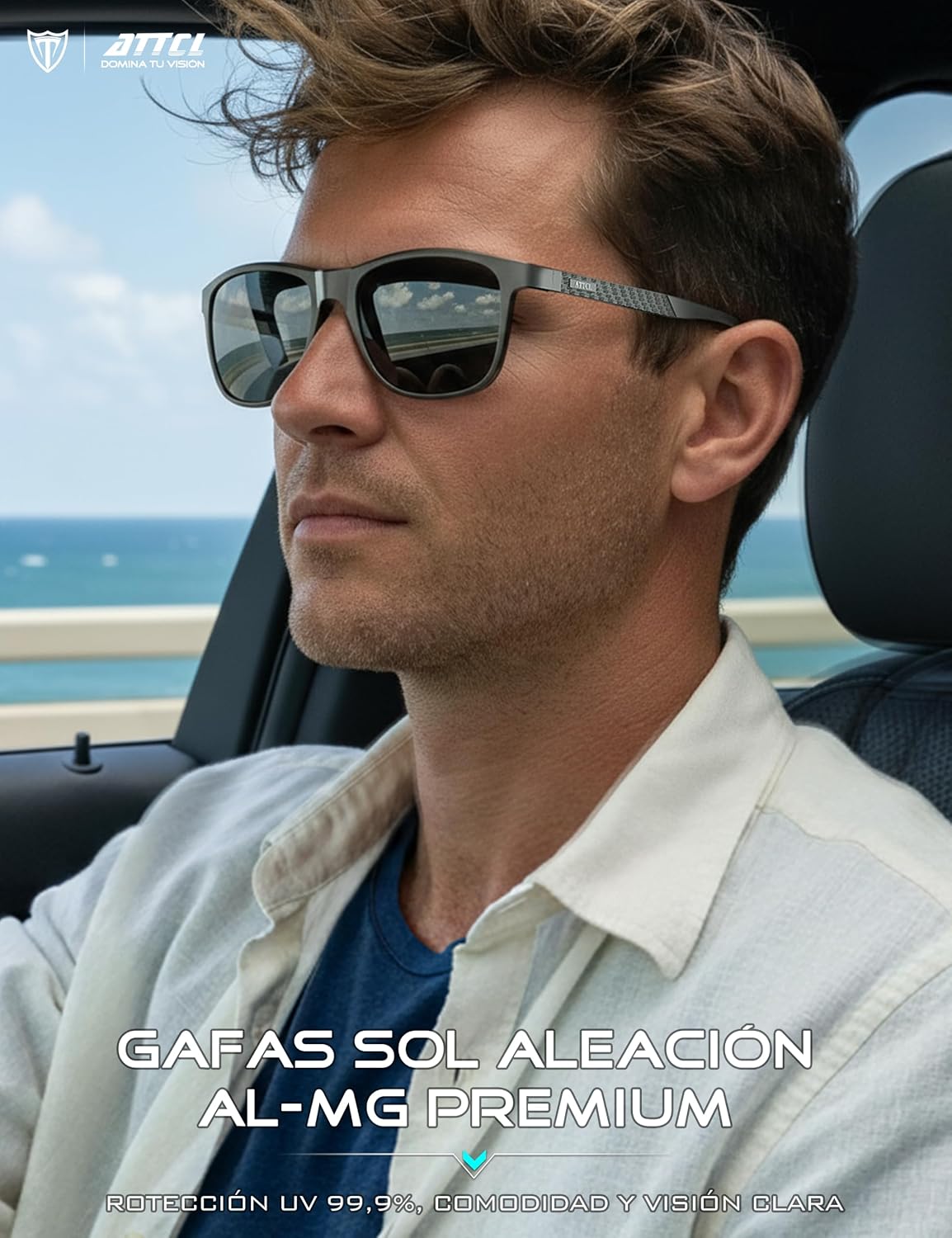 ATTCL Gafas de sol polarizadas para hombre Al-Mg Metal ultraligeras...