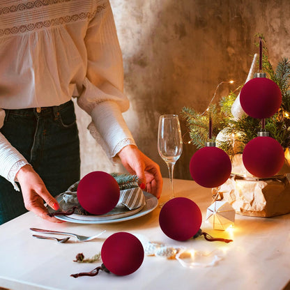 6 adornos grandes de terciopelo de Navidad de 4 pulgadas | Bolas co...