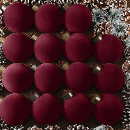 Liliful - 15 bolas de Navidad de terciopelo, color borgoña | Bolas...