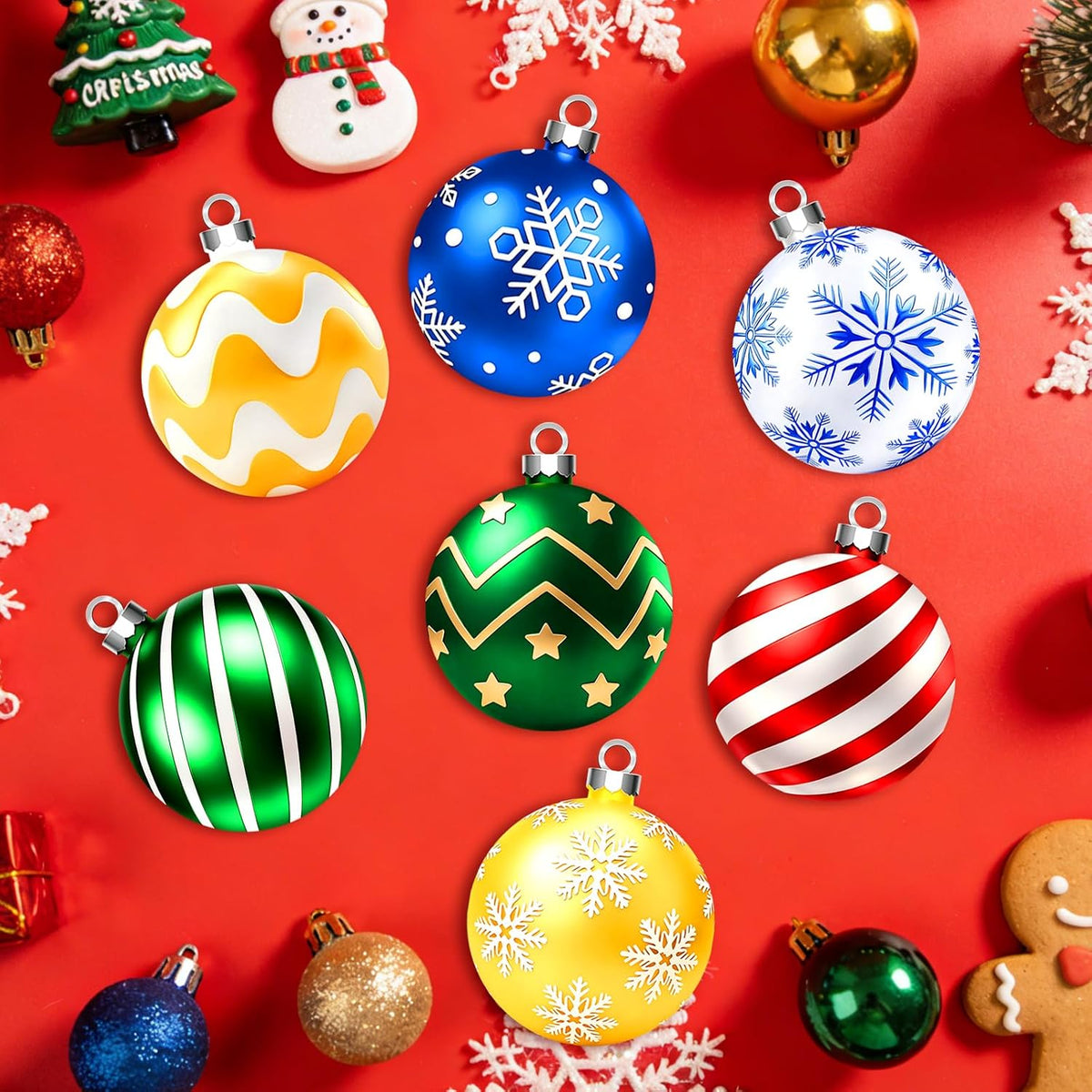 10 piezas de decoraciones navideñas colgantes para exteriores, rojo...