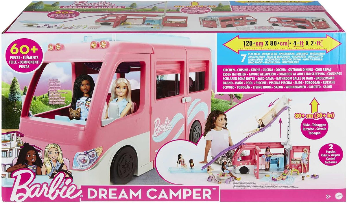 Barbie DreamCamper Playset y accesorios de camping | Incluye tobogá...