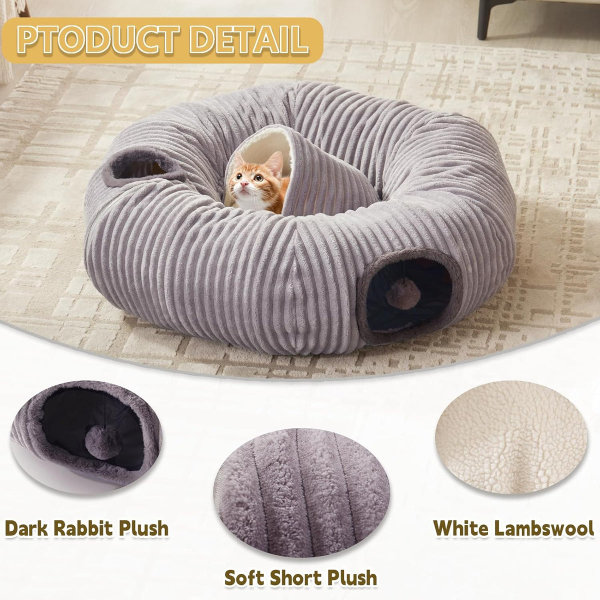Cama Túnel para Gatos de Interior - Lindo Túnel de Donut para Gatos...