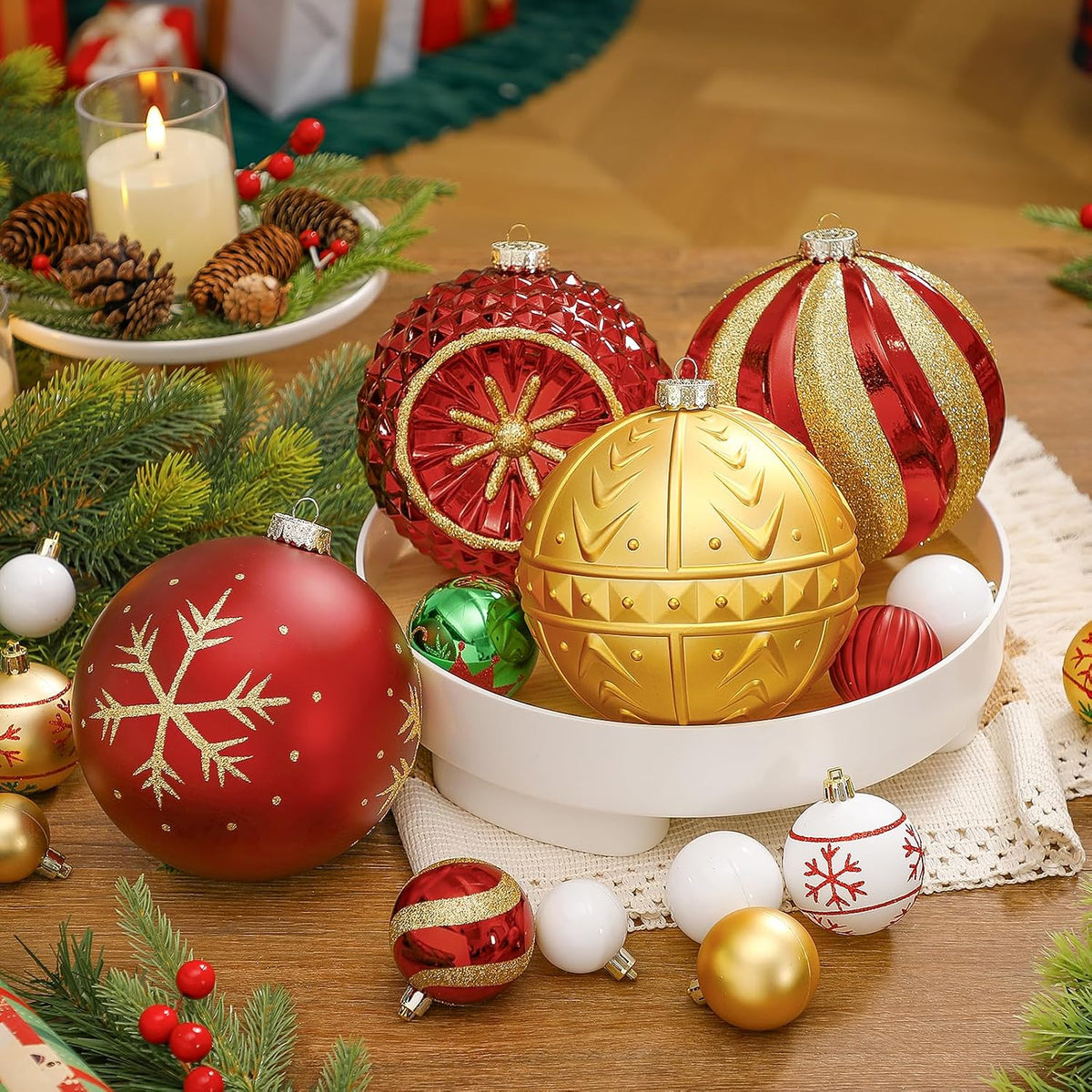 SHareconn Bolas decorativas grandes de árbol de Navidad de 4 unidad...