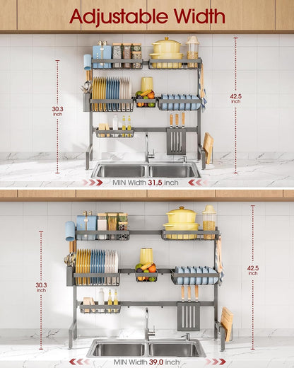 Sakugi - Escurridor de platos extensible sobre el fregadero, 31.5-3...