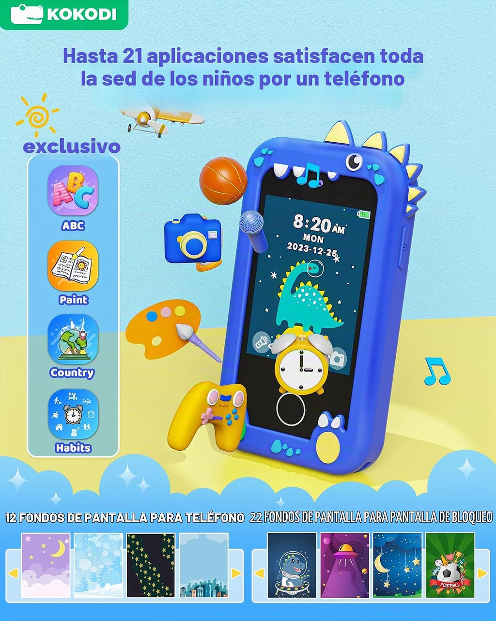 KOKODI Juguetes de teléfono inteligente para niños, pantalla táctil...