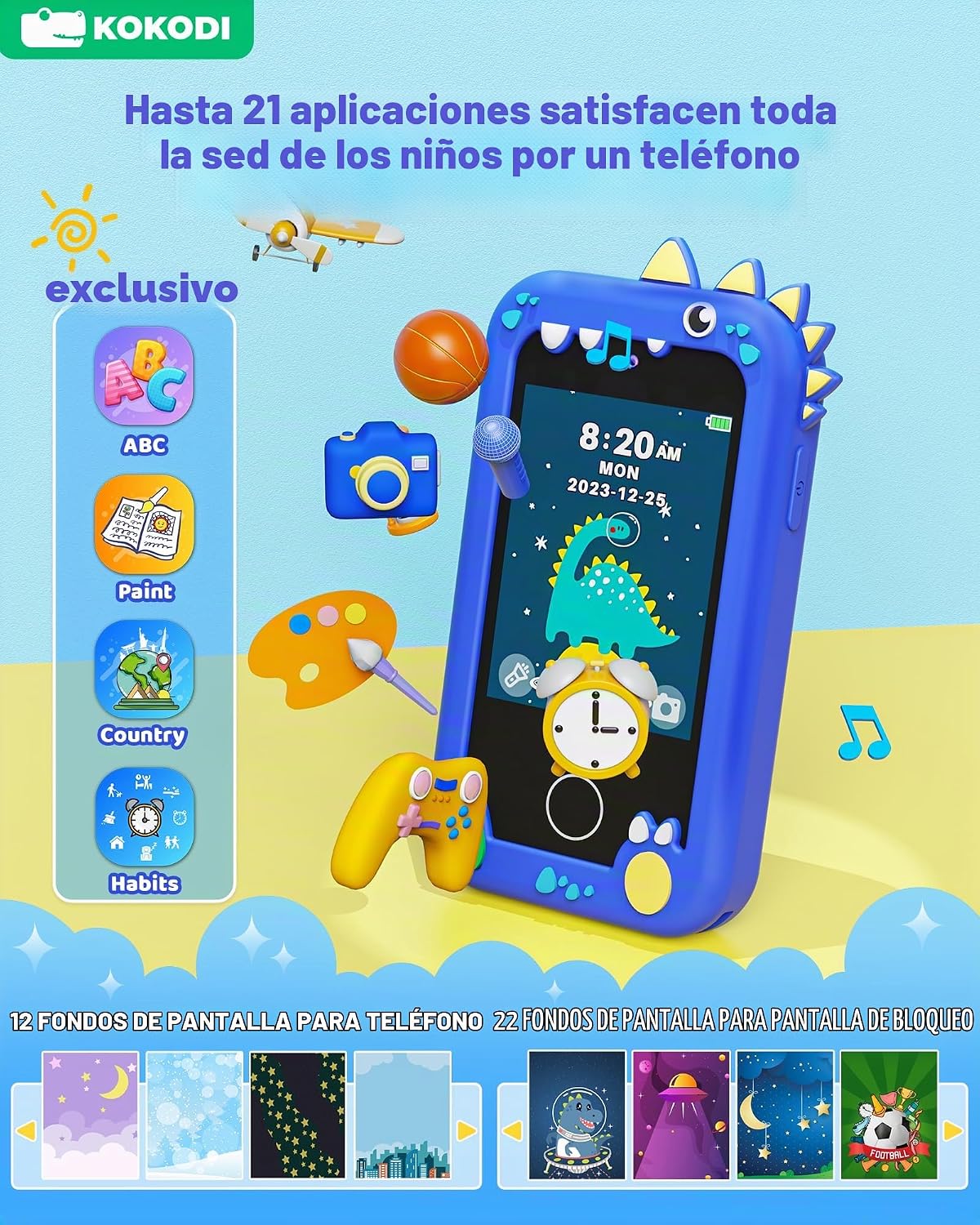 KOKODI Juguetes de teléfono inteligente para niños, pantalla táctil...