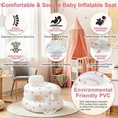 Asiento de bebé inflable con bomba incorporada y soporte de espalda...