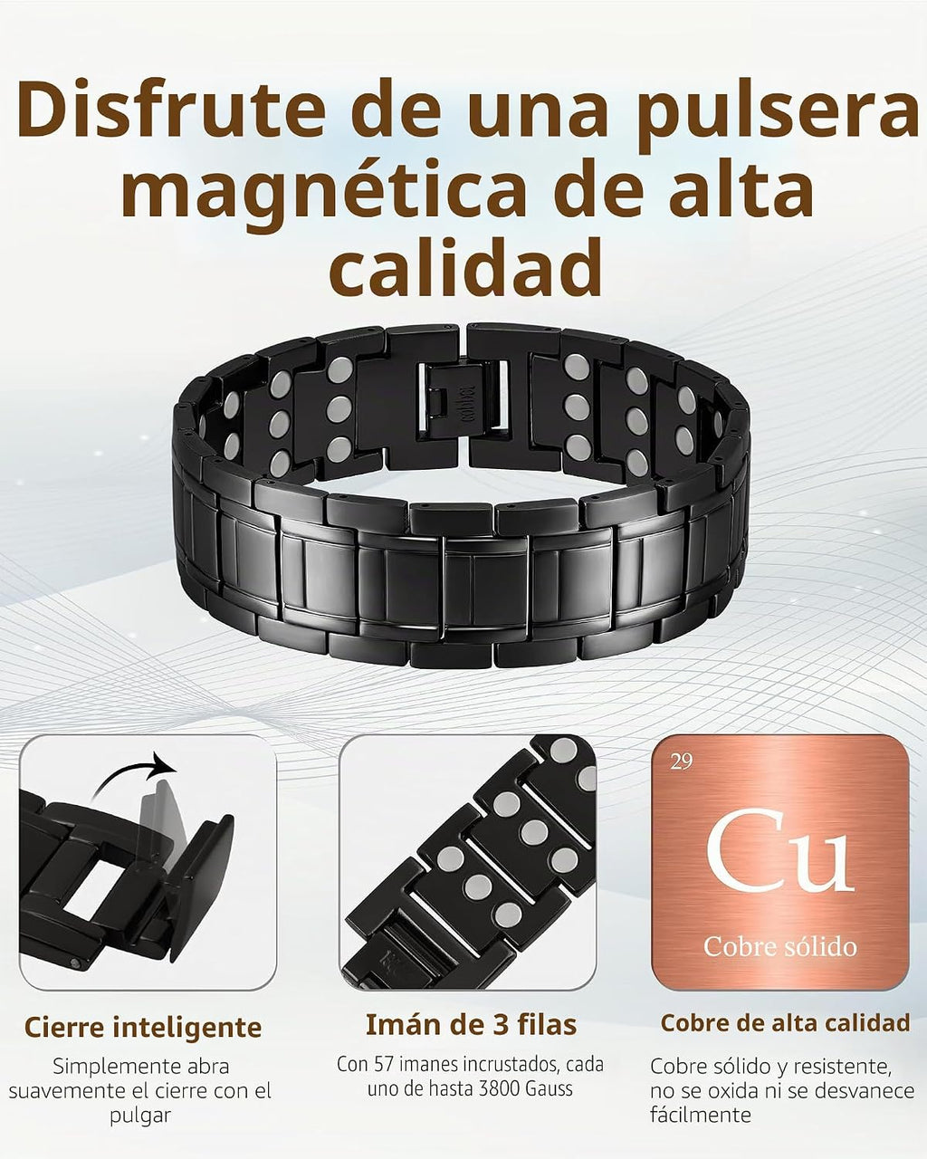 Pulsera de cobre para hombre Feraco, 3 veces más fuerte, pulseras m...