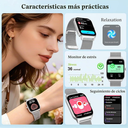 Reloj inteligente para mujer y hombre, reloj inteligente de 1.85 pu...