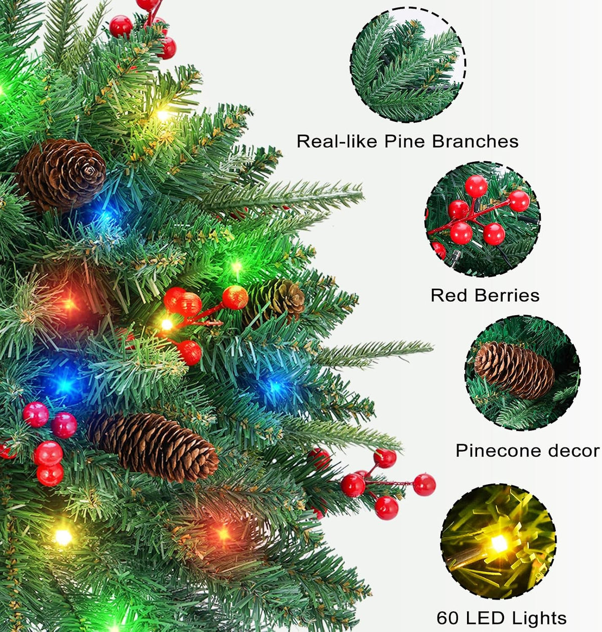 Relleno de urna para árbol de Navidad, funciona con pilas, con temp...