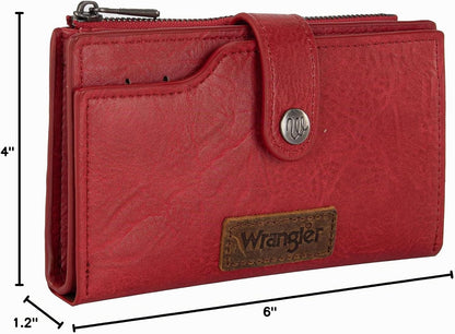 Wrangler - Billetera para mujer con tarjetero plegable, cierre y ve...