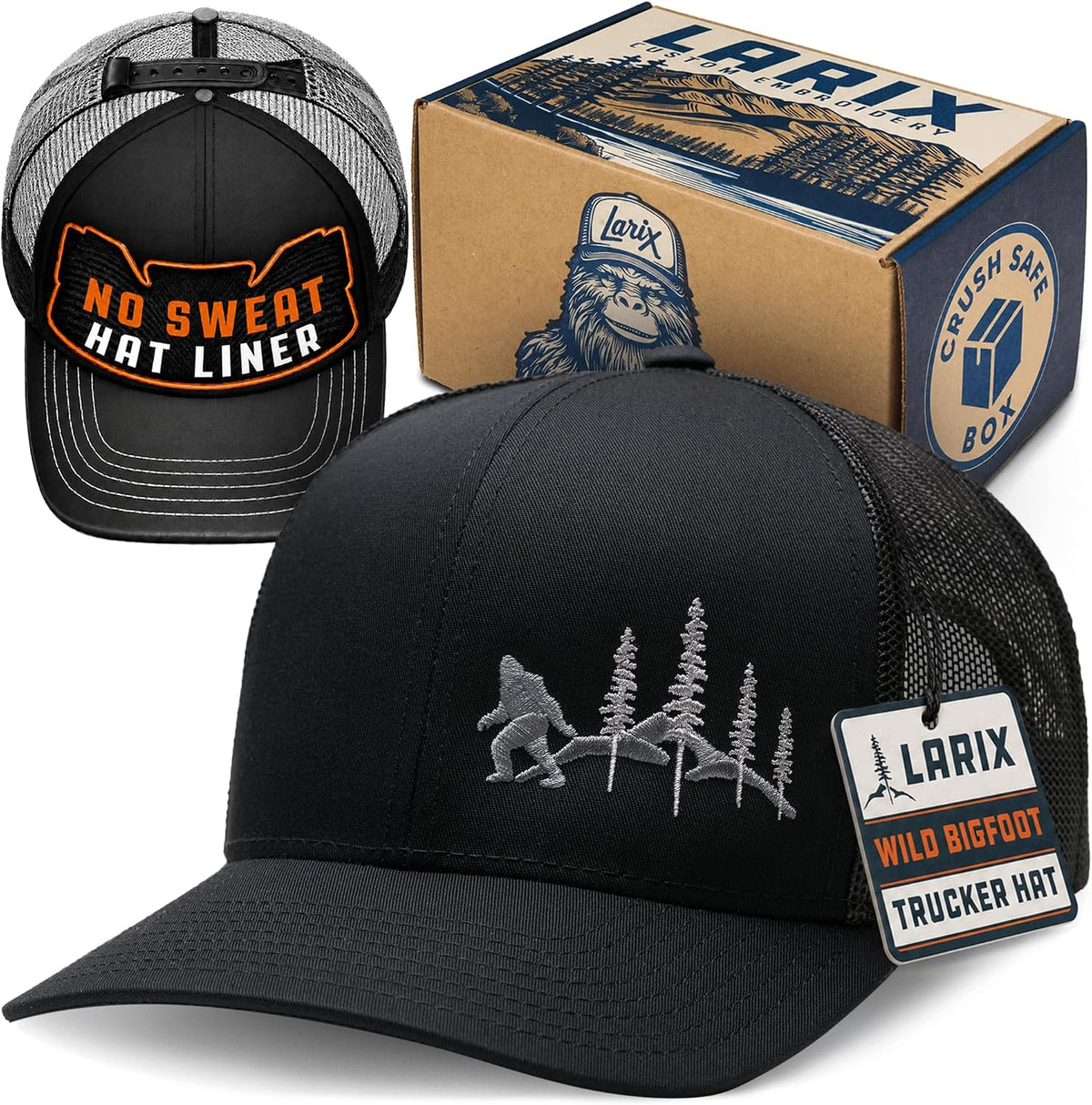 LARIX Trucker Hat Men - Gorra Snapback con parte trasera de malla t...