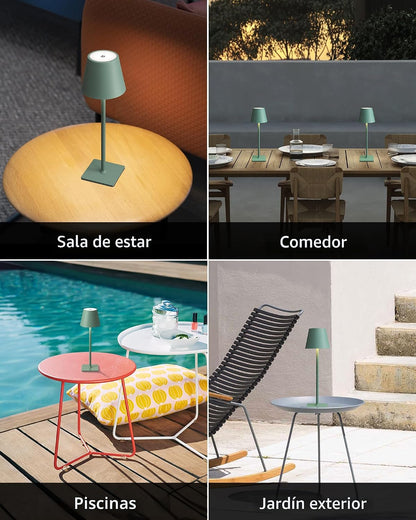 KDG Paquete de 2 lámparas de mesa verdes inalámbricas, lámparas de...