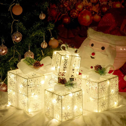 Juego de 4 cajas de regalo iluminadas de Navidad, decoración navide...