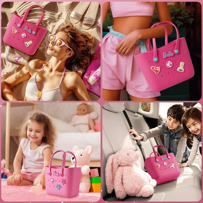 MINISO Barbie - Bolsa de mano reutilizable de goma pequeña, imperme...