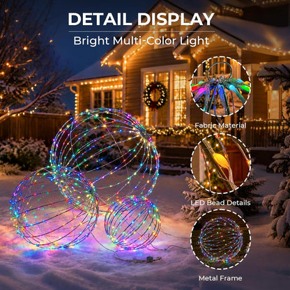 Starfree 3 bolas grandes plegables de Navidad LED RGB de 19 pulgada...
