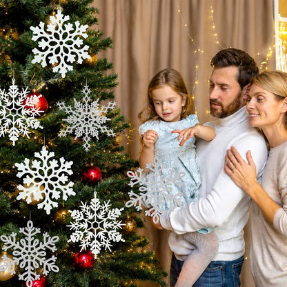 12 piezas de decoraciones grandes de copos de nieve navideños, gran...