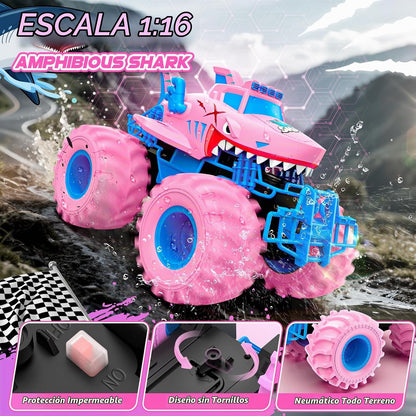 Salazaza - Auto de control remoto de tiburón impermeable, autos RC...