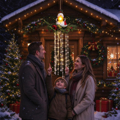 Luz de Navidad en cascada de cristal, copo de nieve colgante y deco...