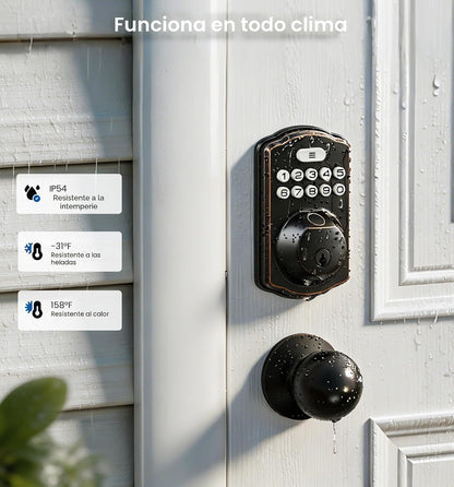 Veise Cerradura de puerta con huellas dactilares con 2 perillas - C...