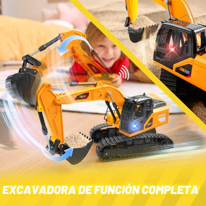 JOYIN Excavadora de control remoto para niños, 2.4 GHz RC Play Exca...