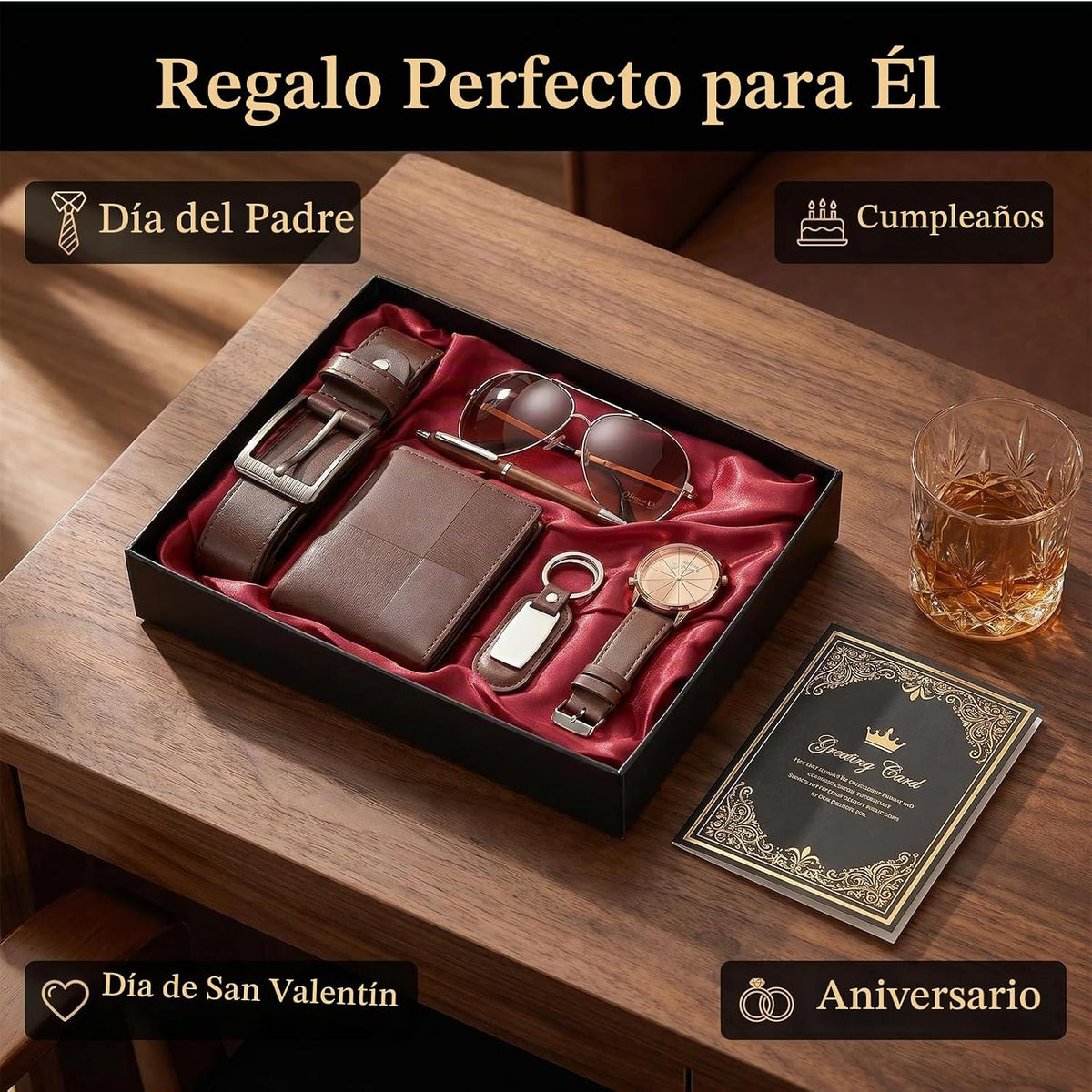 CXLZENGH Juego de regalo para hombre, 6 piezas, reloj, billetera, c...