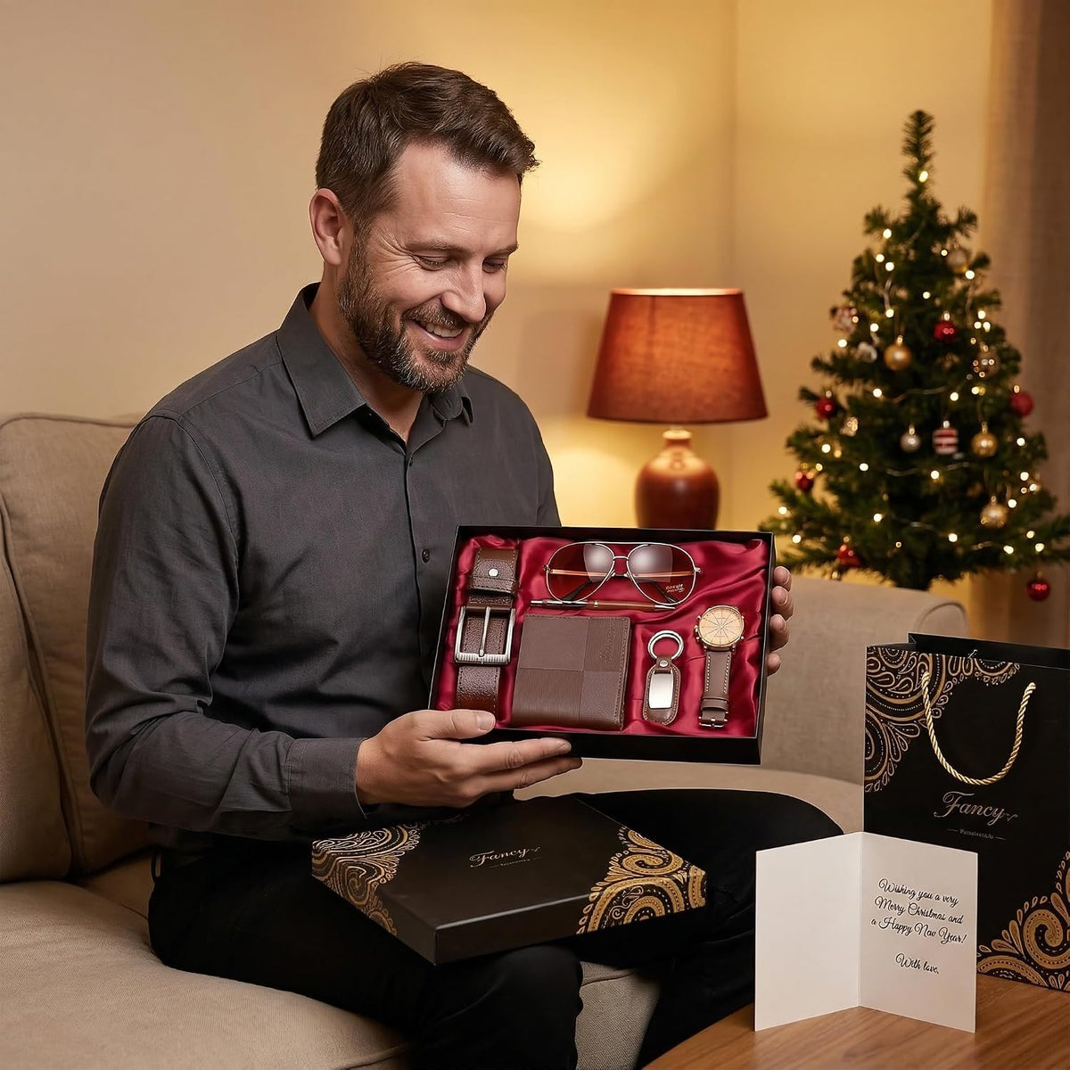 CXLZENGH Juego de regalo para hombre, 6 piezas, reloj, billetera, c...