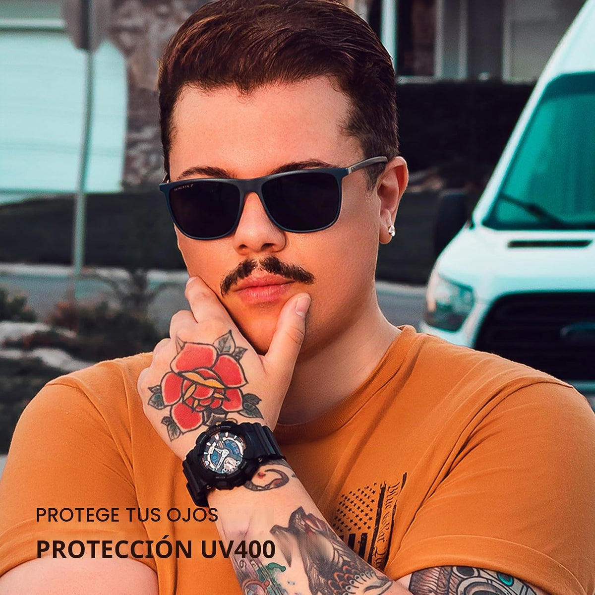 ZENOTTIC Gafas de sol polarizadas cuadradas para hombre, ultraliger...