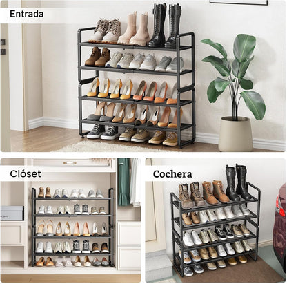 Zapatero de metal expandible para armario, entrada y garaje, 4 nive...