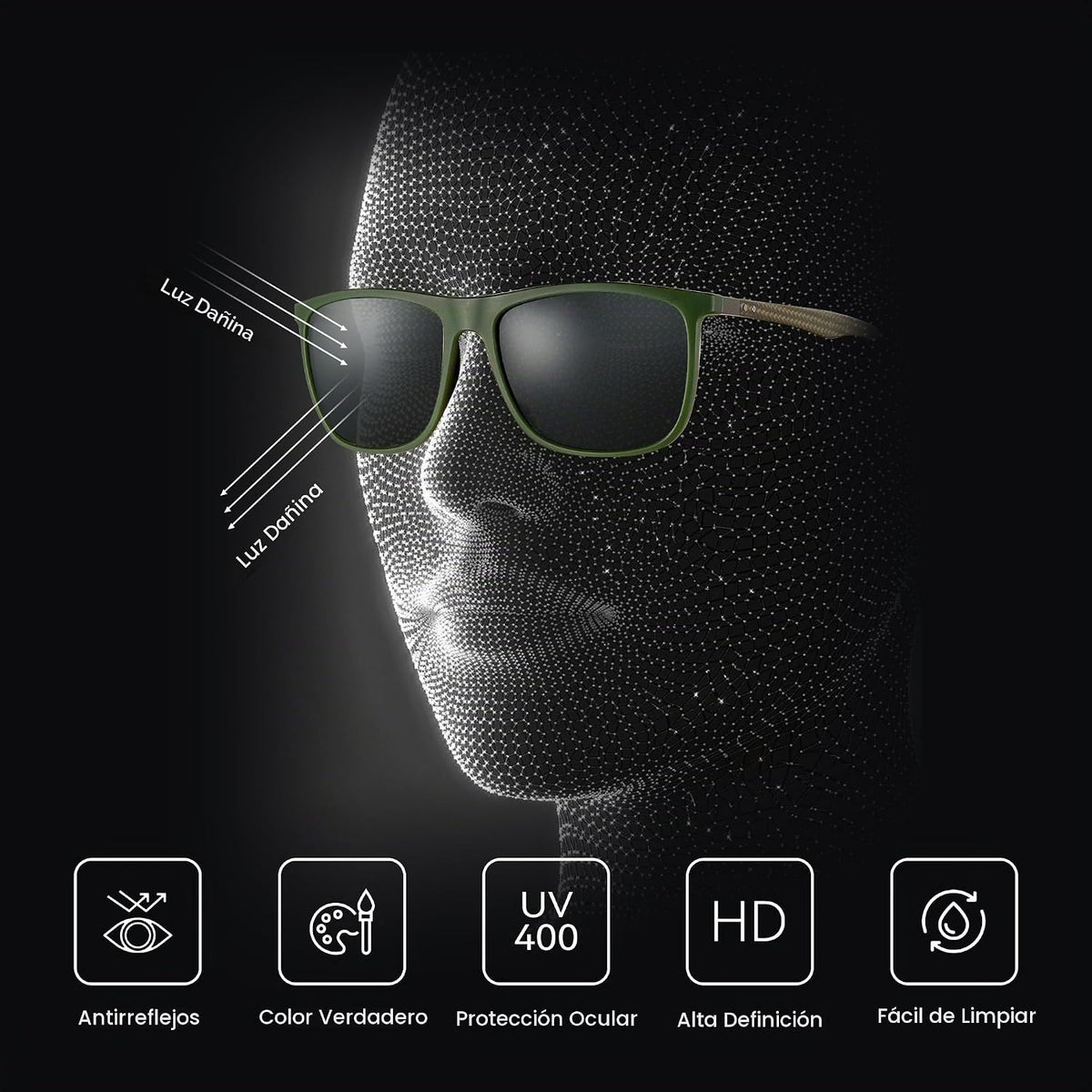 ZENOTTIC Gafas de sol polarizadas cuadradas para hombre, ultraliger...