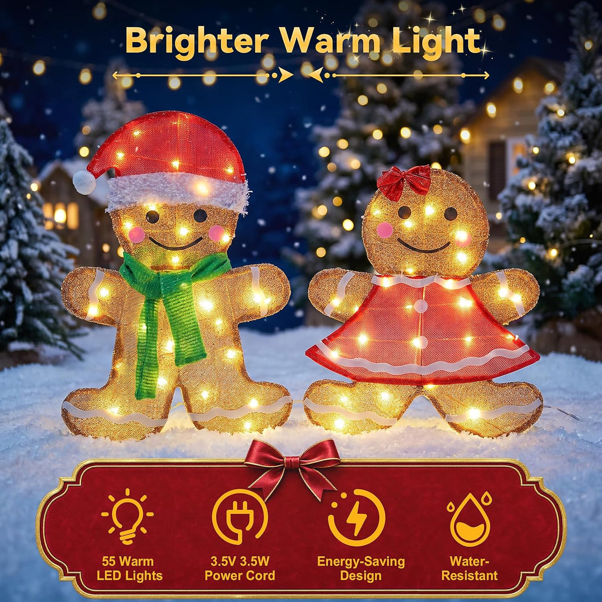 NEWBULIG 2 piezas de hombre de jengibre iluminado para exteriores |...