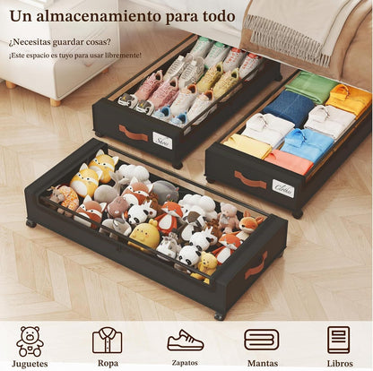 Yecaye Almacenamiento debajo de la cama de 70 L con ruedas, paquete...