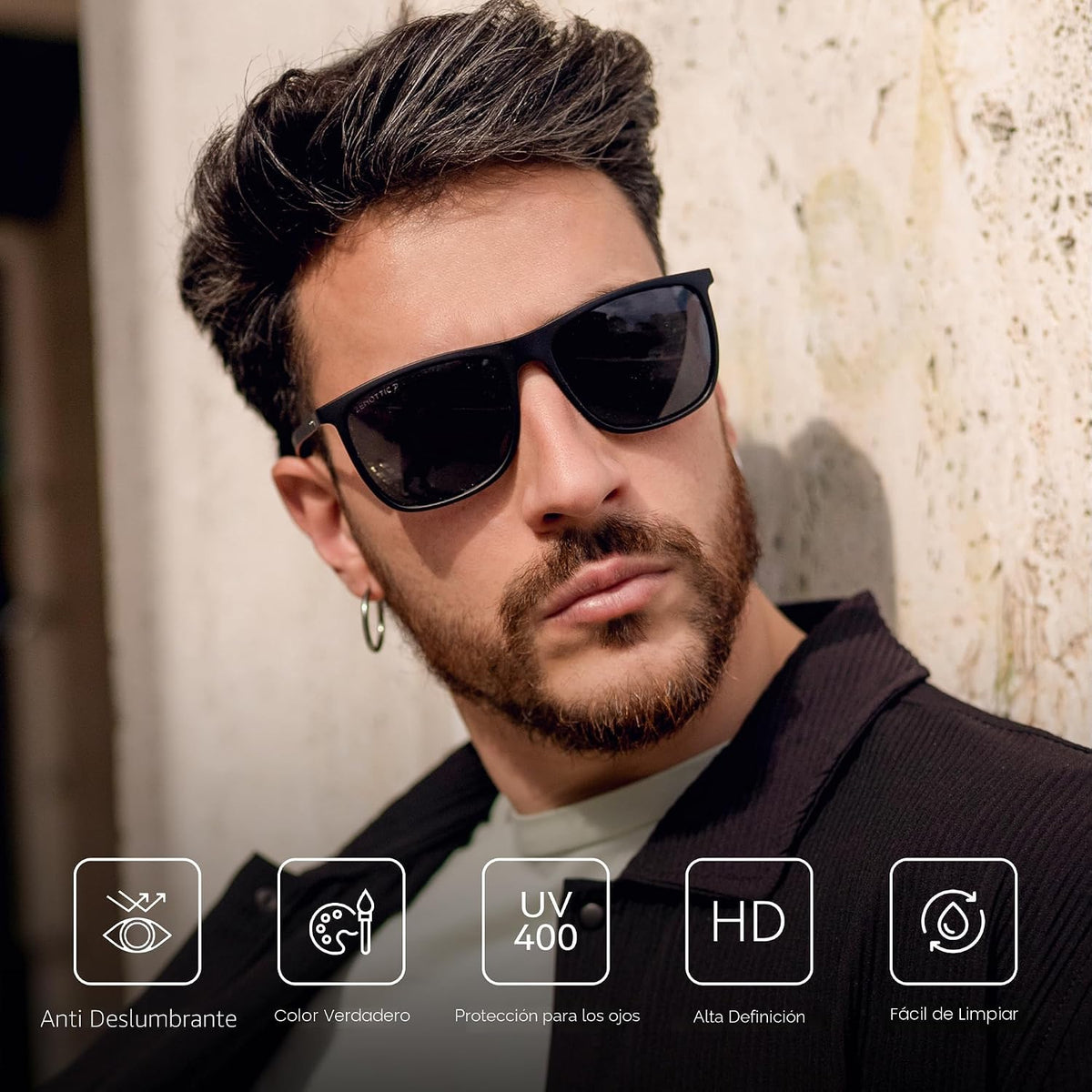 ZENOTTIC Gafas de sol polarizadas cuadradas para hombre, ultraliger...