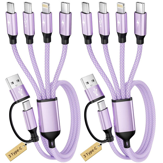 Cable de carga múltiple 4 en 2 con 3 puertos tipo C + 1IP, divisor...