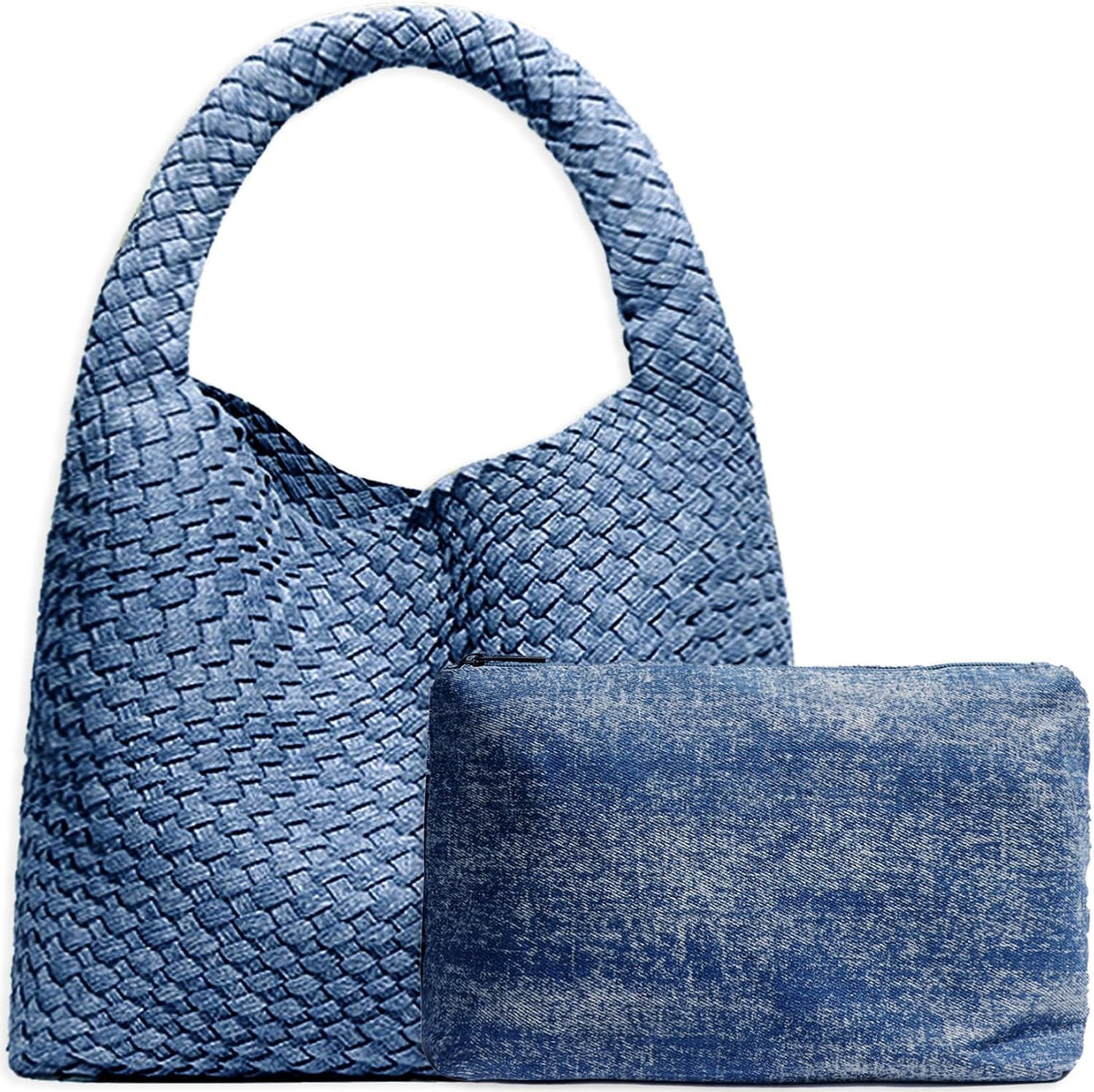Bolso de mano de mujer con asa superior de cuero vegano tejido a ma...