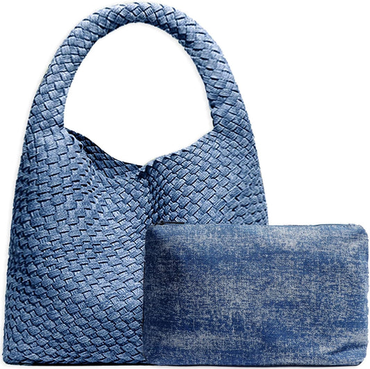 Bolso de mano de mujer con asa superior de cuero vegano tejido a ma...