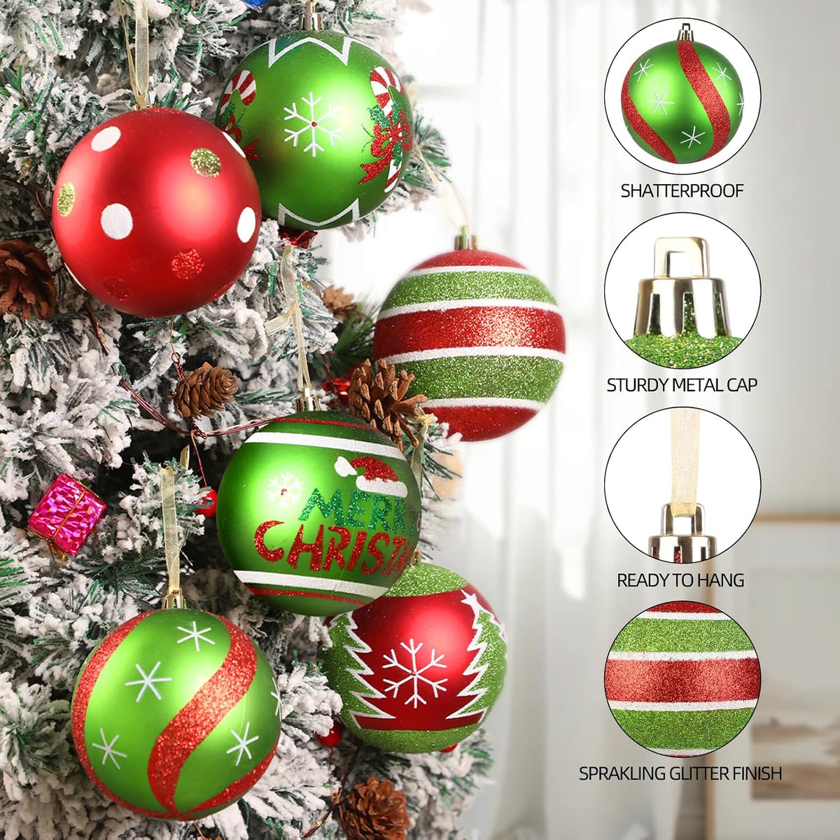Lanpn 6 adornos grandes de Navidad para exteriores de 4 pulgadas, d...