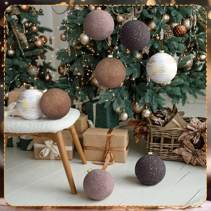 Tigeen - 4 adornos de bolas de Navidad neutrales grandes de 6 pulga...