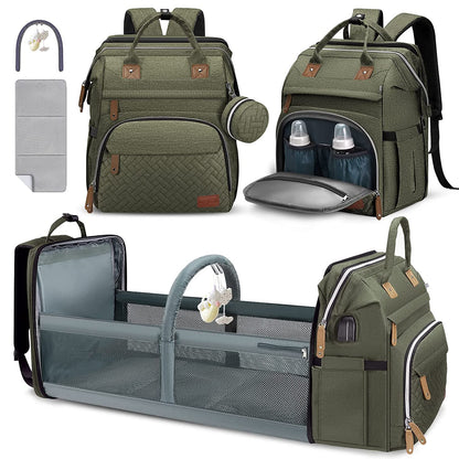 DERJUNSTAR Mochila para pañales, bolsa grande para bebé con cambiad...