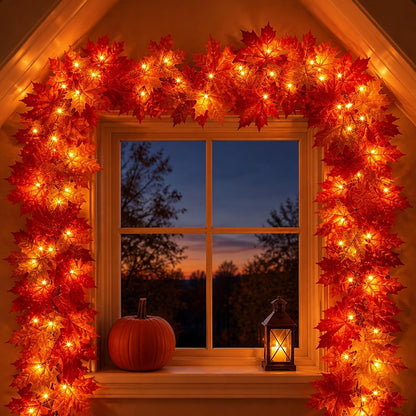 Decoraciones de otoño para el hogar, guirnalda de otoño enchufable...