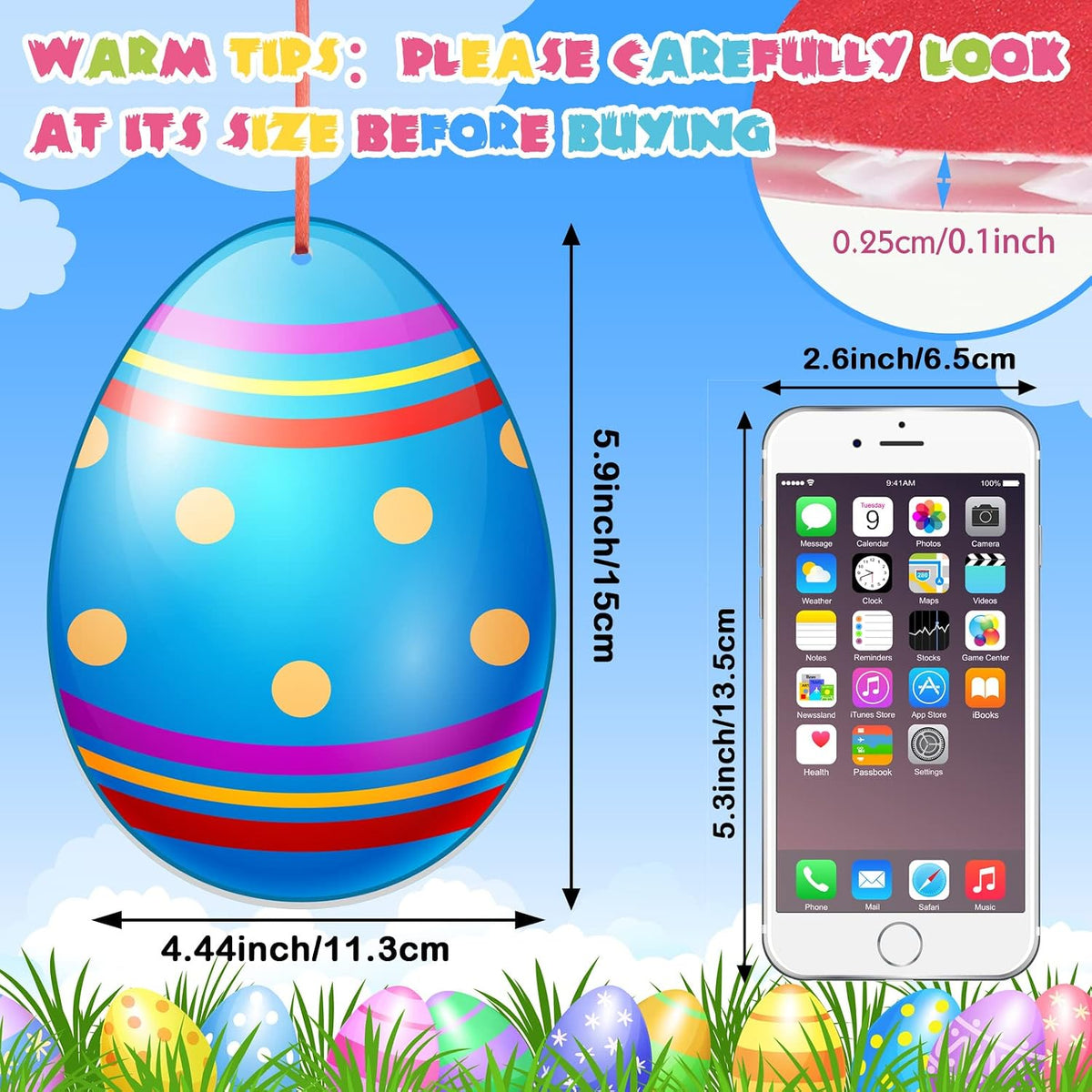 Rtteri 30 piezas de huevos de Pascua al aire libre colgantes colori...